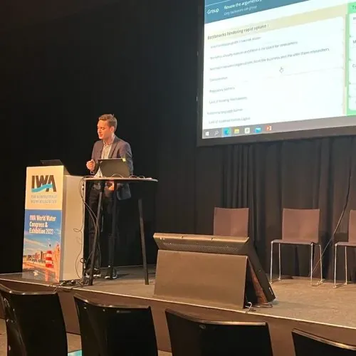 Dr Maletskyi presenting at the 2022 IWA Congress